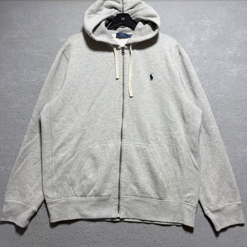 Polo Ralph Lauren Sweatshirt Mens XL Gray Heavyweight Thick Thermal Zip Hoodie